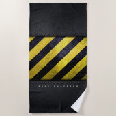 Zwart Geel Gevaar Strepen Constructie Engineer Strandlaken (Voorkant)