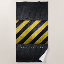 Zwart Geel Gevaar Strepen Constructie Engineer Strandlaken