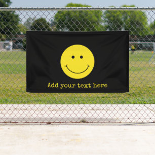 Zwart Geel Glimlach Grijngezicht Happy Banner