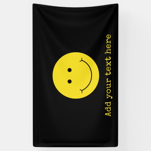Zwart Geel Glimlach Grijngezicht Happy Banner (Verticaal)