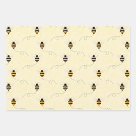 Zwart Geel Goud Bijen Baby Shower Inpakpapier Vel