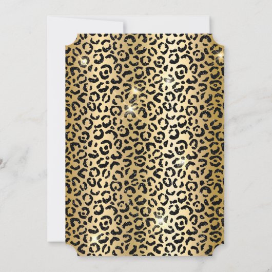 Zwart Geel Goud Glitter Luipaard Kaart (Achterkant)