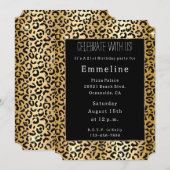 Zwart Geel Goud Glitter Luipaard Kaart (Voorkant / Achterkant)