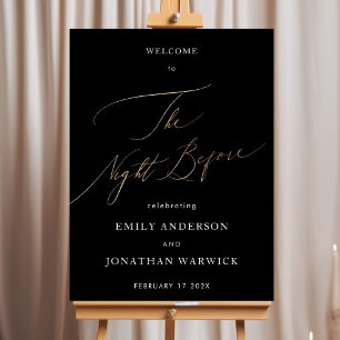 Zwart Geel Goud Kalligrafie Repetitie Diner Poster