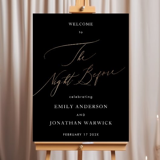 Zwart Geel Goud Kalligrafie Repetitie Diner Poster