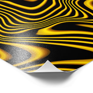 Zwart Geel Goud Krullen Textuur Foto Afdruk