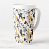 Zwart Geel Goud Luipaarden Dierenprint Latte Mok (Rechterhoek)
