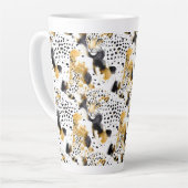 Zwart Geel Goud Luipaarden Dierenprint Latte Mok (Linkerhoek)