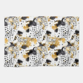 Zwart Geel Goud Luipaarden Dierenprint Theedoek (Horizontaal)