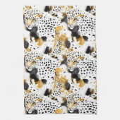 Zwart Geel Goud Luipaarden Dierenprint Theedoek (Verticaal)
