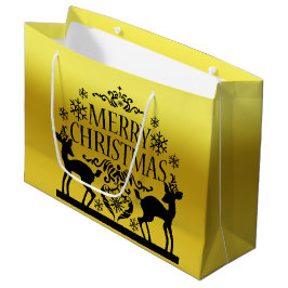 Zwart Geel Gouden Zalig Kerstfeest Grote Cadeautas