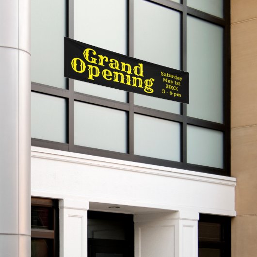 Zwart Geel Grand Opening Banner (Buitenkant Gebouw)
