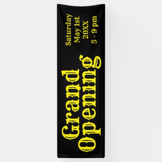 Zwart Geel Grand Opening Banner (Verticaal)