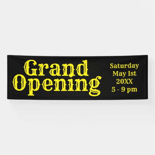 Zwart Geel Grand Opening Banner (Horizontaal)