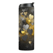 Zwart geel grijs glitter harten thermosbeker (Gedraaid links)