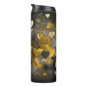 Zwart geel grijs glitter harten thermosbeker (Geroteerd rechts)
