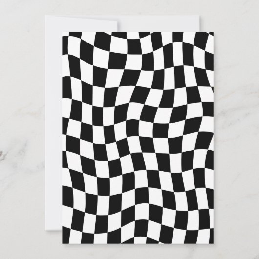 Zwart Geel Groovy Glimlach Geruit Retro Verjaardag Kaart (Achterkant)