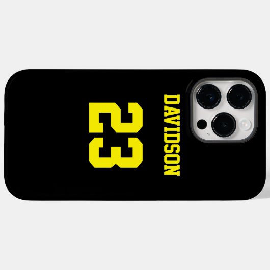 Zwart-geel Jersey Naam Nummer Case-Mate iPhone Case (Achterkant (horizontaal))