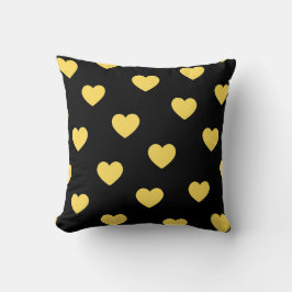 Zwart Geel Knus Modern Romantisch Chic Hart Kussen