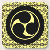 zwart geel Kobayakawa Japan Mon Grafisch Bier Onderzetter (Voorkant)