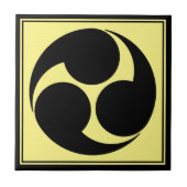  Zwart Geel Kobayakawa Japan Mon Oriental Tegeltje (Voorkant)