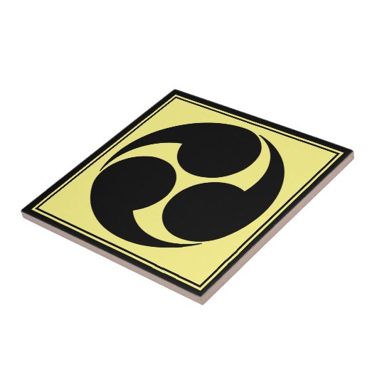  Zwart Geel Kobayakawa Japan Mon Oriental Tegeltje (Zijkant)