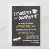 Zwart Geel Koel Krijt Foto Afstudeerfeest Kaart (Achterkant)