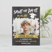 Zwart Geel Koel Krijt Foto Afstuderen Save The Date (Staand voorkant)