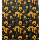 Zwart-geel kunstdeco douchegordijn (Voorkant)