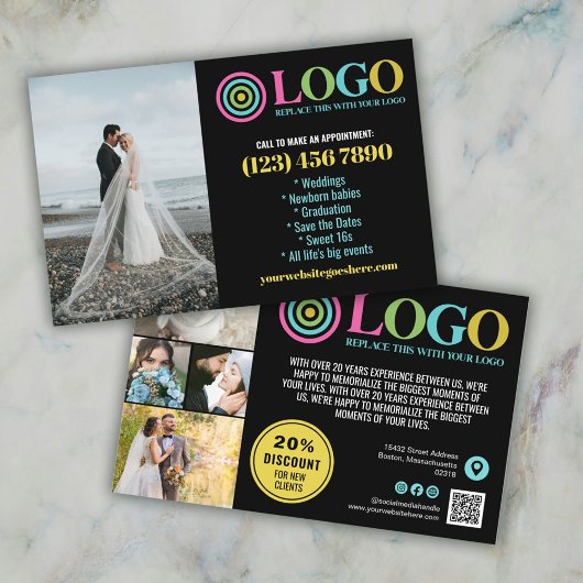 Zwart Geel Logo Foto's Promo Small Business Flyer
