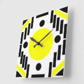 Zwart geel Mid Century Modern Geometric Mandala Vierkante Klok (Hoek)