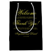 Zwart geel minimale bruiloft welkom medium cadeauzakje (Voorkant)