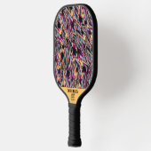 Zwart-geel Modern Abstract Patroon Monogram Pickleball Paddle (Links)