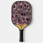 Zwart-geel Modern Abstract Patroon Monogram Pickleball Paddle (Achterkant)
