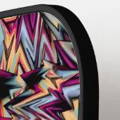 Zwart-geel Modern Abstract Patroon Monogram Pickleball Paddle (Links Detail)