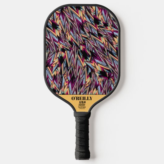 Zwart-geel Modern Abstract Patroon Monogram Pickleball Paddle (Voorkant)