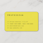 Zwart-geel modern minimalistisch visitekaartje (Achterkant)