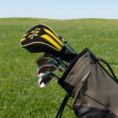 Zwart geel monogram en naam golfheadcover (Insitu)