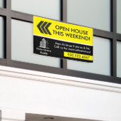 Zwart Geel Open Huis Richting Onroerend goed Spandoek (Buitenkant Gebouw)