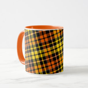 Zwart Geel Oranje Geruit Schotse Ruit Design Mok