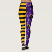 Zwart Geel Paarse Heksenhuis Halloween Outfit Leggings (Achterkant)