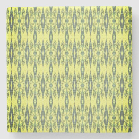 Zwart-geel patroon stenen onderzetter (Voorkant)