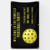 Zwart Geel Pickleball Party Welkom Spandoek (Verticaal)