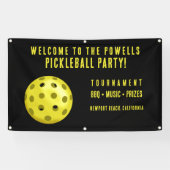 Zwart Geel Pickleball Party Welkom Spandoek (Horizontaal)