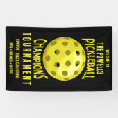 Zwart Geel Pickleball Toernooi Spandoek (Horizontaal)