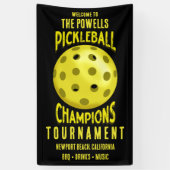 Zwart Geel Pickleball Toernooi Spandoek (Verticaal)