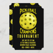 Zwart Geel Pickleball Toernooi Uitnodiging (Voorkant / Achterkant)