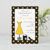 Zwart Geel Polka Dot Girl's Night Out Kaart (Staand voorkant)