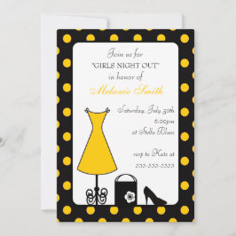 Zwart Geel Polka Dot Girl's Night Out Kaart