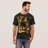 Zwart Geel Pop Art Tiger T-shirt (Voorkant volledig)